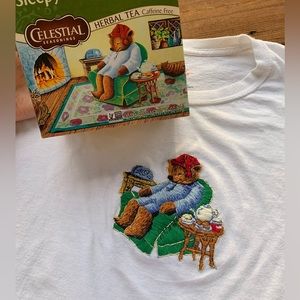 hand embroidered sleepytime tea t shirt